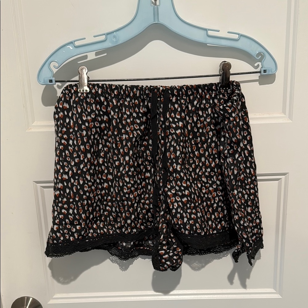 Aerie xl Animal Print Shorts with Lace sleep shorts pajamas